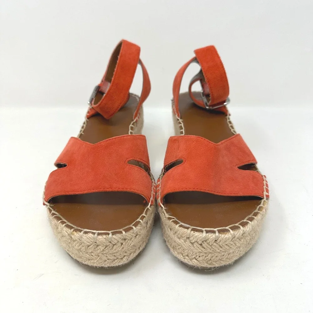 Franco Sarto Pellia Espadrille Platform Sandals Suede Orange Size 7.5‎